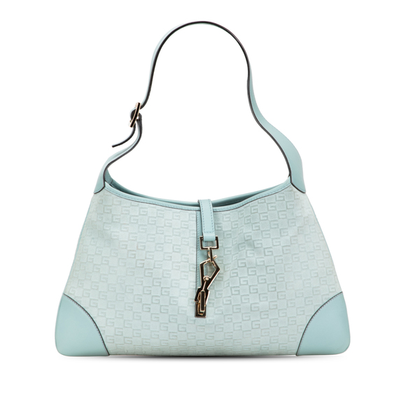 Pre-Loved Gucci Square G Suede Jackie Hobo - Picture 1 of 11